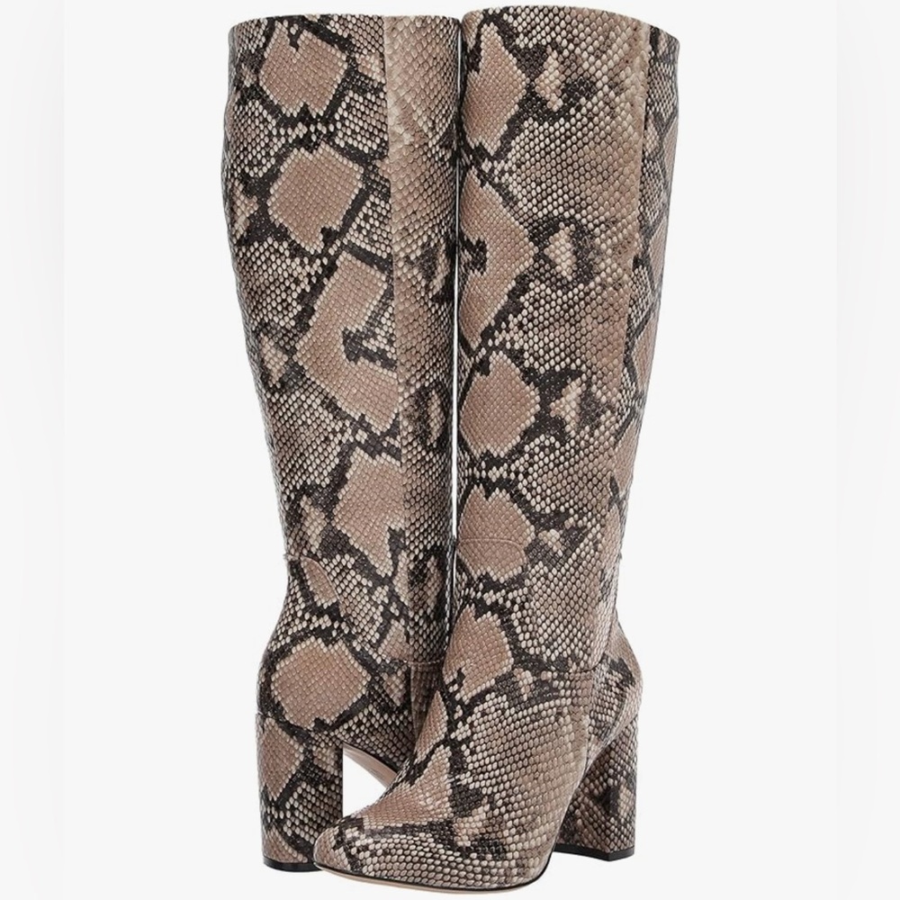 The Drop Bayonne Tall Tan Faux Snakeskin Knee-High Boots